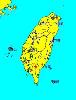 今（26）日上午發生全台都有感受到的地震，大台北地區雖然震度只有1級，但也都可以感受到明顯搖晃。圖片來源：中央氣象局   