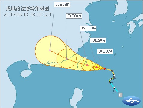 中央氣象局今（18）日清晨5時30分，發布凡那比陸上颱風警報，氣象局表示，颱風正加速直撲台灣，全台都要防強風豪雨，東部及北部陸地進入警戒。   