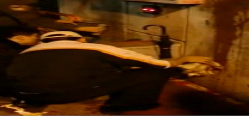 台聯青年軍27日深夜11點50分突襲總統官邸，在牆面潑漆，隨即遭憲兵與警察壓制。官邸安全人員也火速將紅漆清洗完畢。圖：翻攝網路   