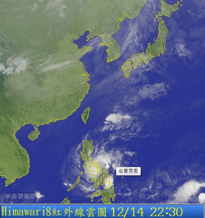 入冬首波強烈大陸冷氣團15日報到，逐步影響全台16日到18日北部低溫下探攝氏11度。圖：中央氣象局   