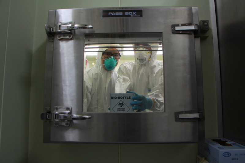 中國提供的H7N9流感病毒株20日上午抵台。圖：衛生署疾管局提供   
