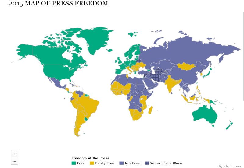 「自由之家」（Freedom House）29日公布全球新聞自由度報告。圖：翻攝自由之家官網   