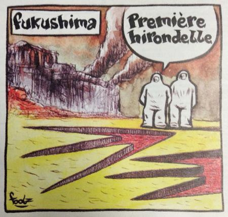 查理周刊最新出版諷刺福島核電廠的漫畫。圖：翻攝網路   