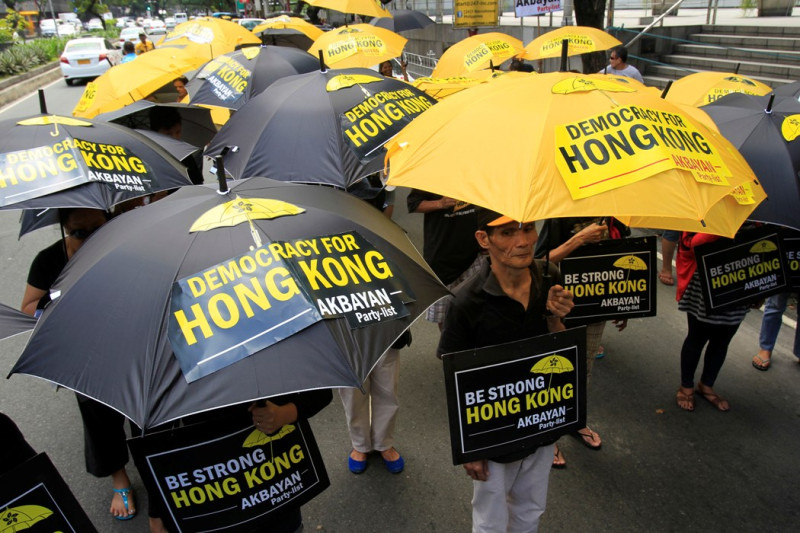 香港大規模示威抗議進入了第6日，到目前為止，佔領主要幹道的示威抗議活動逐步升級中。圖片來源：達志影像/路透社。   