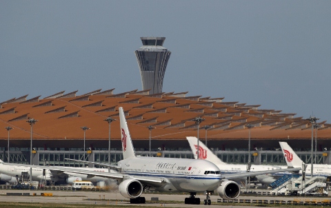 中國北京首都機場一景。圖片來源:達志影像/路透社。   