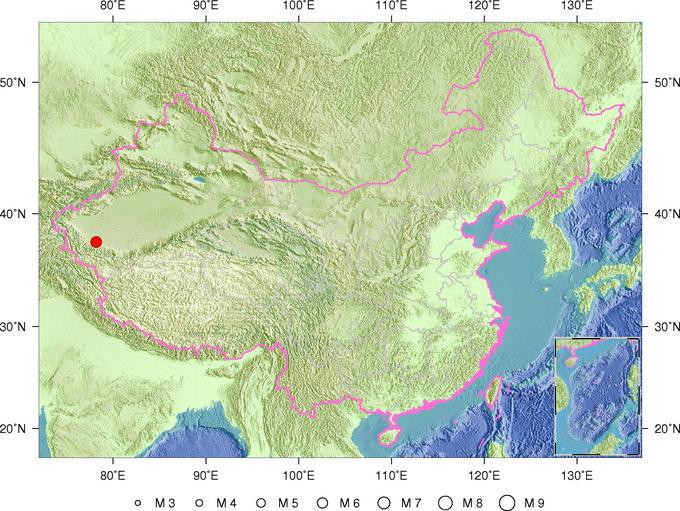 新疆3日上午9時許發生芮氏規模6以上的地震，餘震不斷。圖：翻攝中國地震台網中心   