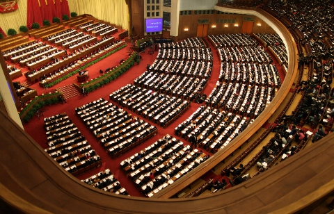 位於北京的人民大會堂是中共權力中心，3月5日即將舉行全國人民代表大會第11屆第5次會議。(圖片來源:達志影像/路透社。)   