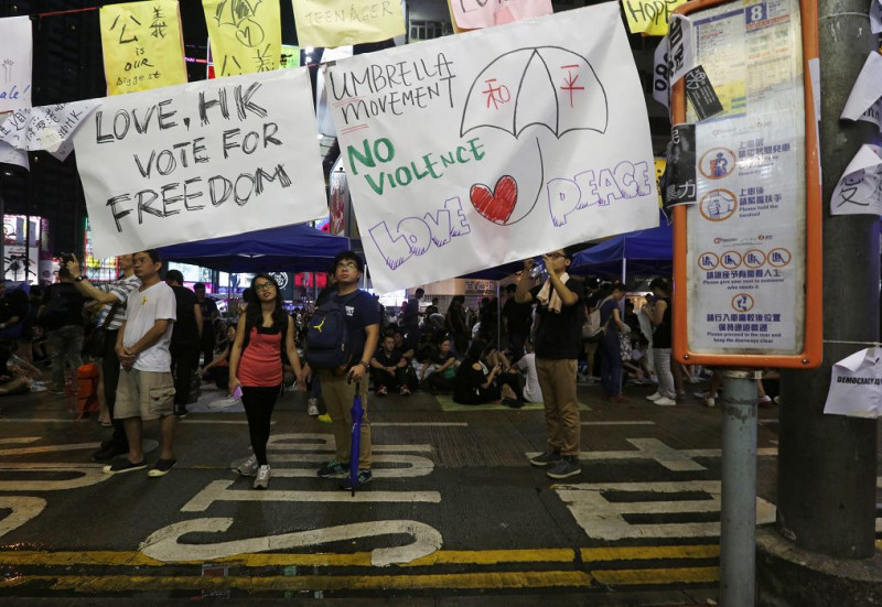 香港聲援真普選的佔中行動，至今已進入第38天，但中國當局遲遲不肯回應香港人民訴求。圖片來源：達志影像/路透社資料照片   