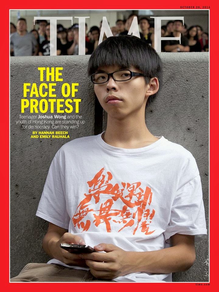 香港學運領袖黃之鋒積極參與社運，《時代》雜誌亞洲版曾以他為封面。圖：翻攝自《時代》官網   