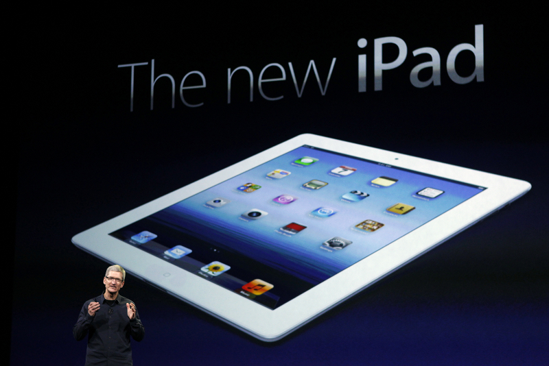 蘋果電腦（Apple inc.）終於在台北時間8日凌晨2時發表了新一代的iPad，據蘋果表示，新iPad最快可在3月16日開始出貨，售價從499美元起跳（16GB）。圖片來源：達志影像/路透社   