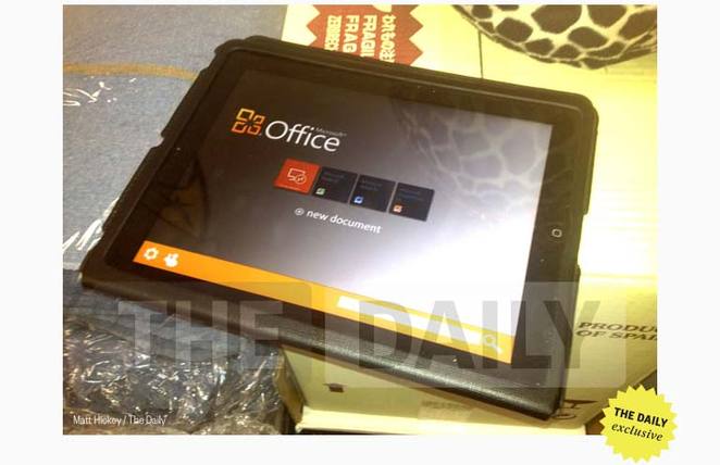 據傳微軟將在11月推出ios及Android版本的Office軟體。圖為The Daily拍攝實際使用Office的iPad畫面。圖片來源：翻攝自網路。   