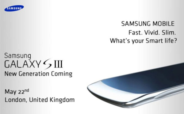 韓國媒體正流傳一張疑似三星Galaxy S3記者會邀請函的圖片，內容透露新機將在5月於倫敦發表。圖片來源：翻攝自網路。   