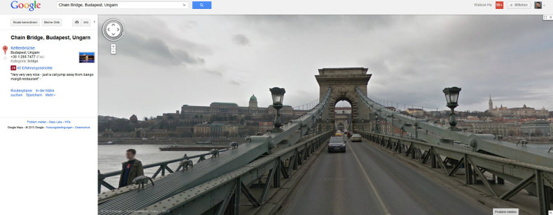 匈牙利首都布達佩斯鏈橋街景。圖片來源：Google街景服務。   