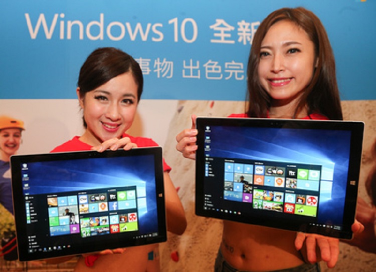 微軟最新作業系統Windows 10正式上市，台灣微軟29日在台北舉辦上市體驗會時表示，台灣使用者預約升級的比例排在全球前幾名。圖：中央社   