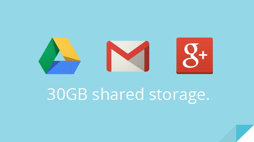Google整合Gmail、Google Drive及Google+等3項服務擴大儲存空間至30GB，數週內將正式上線。圖：翻攝自Google網頁。   