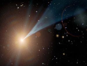 宇宙誕生數億年後最初形成的星星所放的光芒，成功以天文衛星捕捉到，光束穿透光子霧(photon fog)而來。圖片來源：美國航太總署/加州理工學院噴氣推進實驗室   