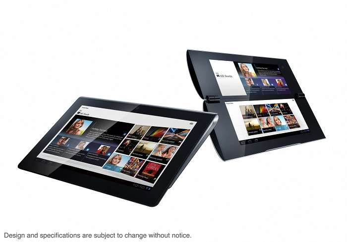 Sony的兩款新平板電腦S1(左) 9.4吋觸控式螢幕與 S2(右) 5.5 吋開闔式，將在今年底上市。圖片來源：達志影像/美聯社。   