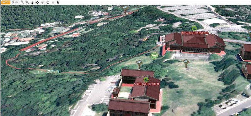 ShowTaiwan的3D陽明山圖資查詢。圖：胡華勝/攝   