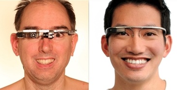 左為曼恩具EyeTap功能的眼鏡，右為谷歌眼鏡；還真有點像。圖片來源：網路。   
