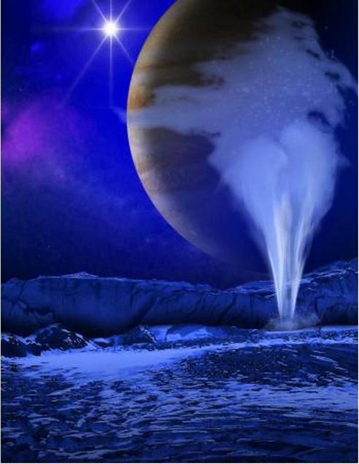 美國國家航空暨太空總署(NASA)12日在美國科學雜誌《科學》(Science)上發表，哈伯宇宙望遠鏡已經觀測到木星的衛星「木衛二」從冰封的表面噴出約200公里高的水柱。圖片來源：NASA提供。   