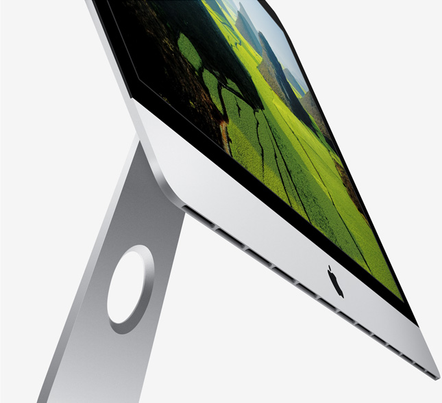 iMac超薄0.5公分的螢幕厚度，在一體成形的機身設計上令人驚豔。圖片來源：蘋果公司提供   