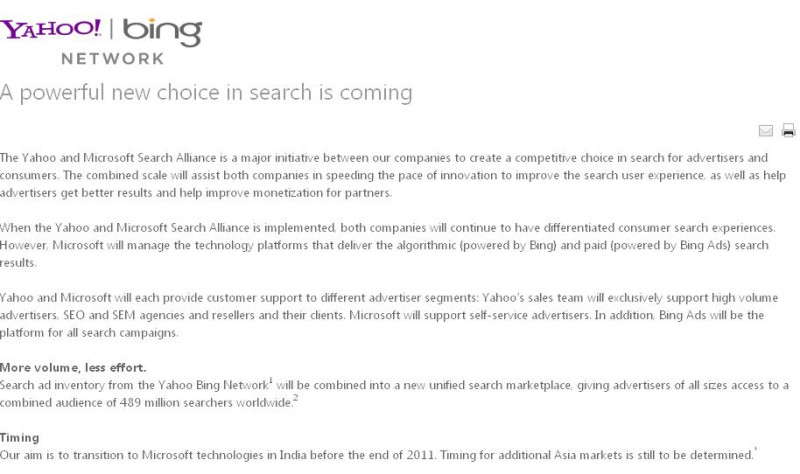美國聯邦法庭當地時間21日宣判，雅虎(Yahoo)必須在10月28日以前在台灣及香港採用微軟(Microsoft)的Bing搜尋引擎，維持先前對微軟有利的裁定。圖：翻攝自Yahoo網站   