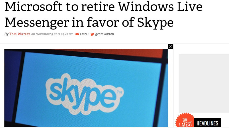 美國科技網站The Verge今(6)日報導指出，微軟有意以Skype取代MSN，成為旗下主要的即時通訊軟體。圖片來源：翻攝自網路   